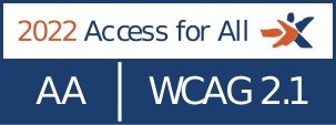 Icon of certificate for accessible websites with conformity level AA in accordance with WCAG 2.1, issued by the foundation "Access for all".